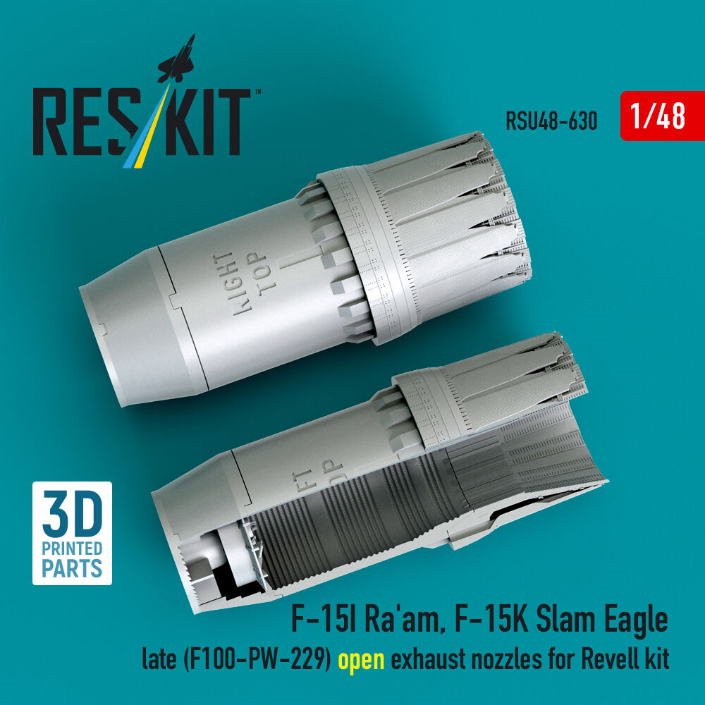 F?15I Ra'am, F?15K Slam Eagle late (F100-PW-229) open exhaust nozzles for Revell kit (3D Printed)