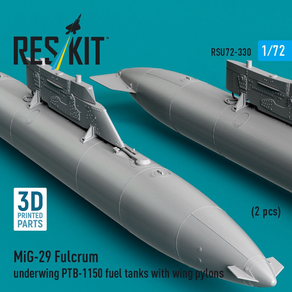MiG-29 Fulcrum underwing PTB-1150 fuel tanks with wing pylons (2 pcs) (3D Printed)