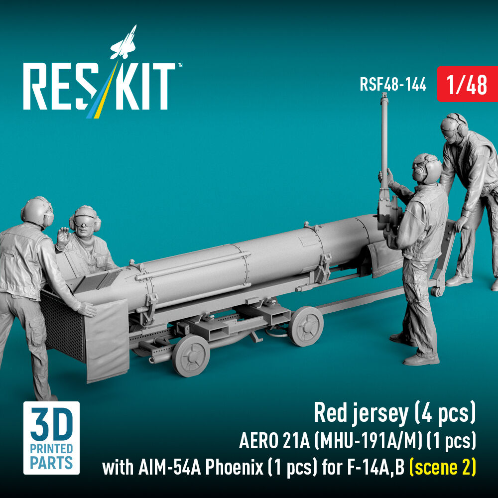 Red jersey (4 pcs) AERO 21A (MHU-191A/M) (1 pcs) with AIM-54A Phoenix (1 pcs) for F-14A,B (scene 2) (3D Printed)