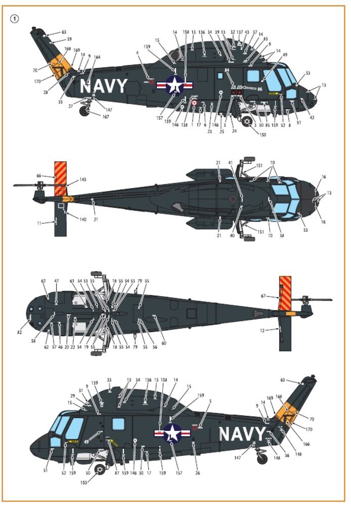 UH-2/SH-2 Seasprite (early version) technical stencils