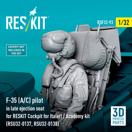 F-35 (A/C) pilot in late ejection seat for RESKIT Cockpit for Italeri / Academy kit (RSU32-0137, RSU32-0138) (3D Printed)