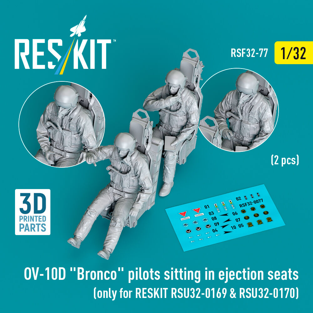 OV-10D Bronco pilots sitting in ejection seats (2 pcs) (only for RESKIT RSU32-0169 & RSU32-0170) (3D Printed)