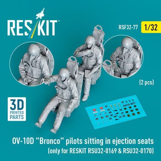 OV-10D Bronco pilots sitting in ejection seats (2 pcs) (only for RESKIT RSU32-0169 & RSU32-0170) (3D Printed)