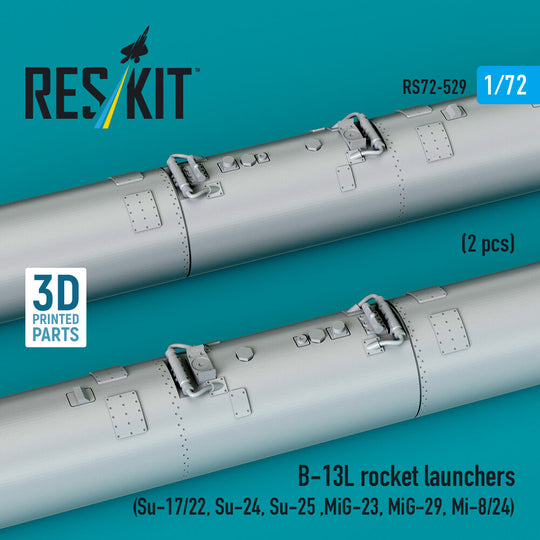 B-13L rocket launchers (2 pcs) (Su-17/22, Su-24, Su-25 ,MiG-27, MiG-29) (3D Printed)