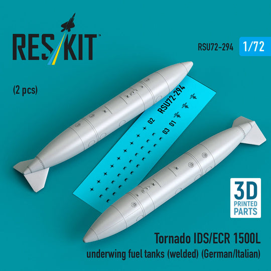 Tornado IDS/ECR 1500L underwing fuel tanks (welded) (German/Italian) (2 pcs) (3D Printed)