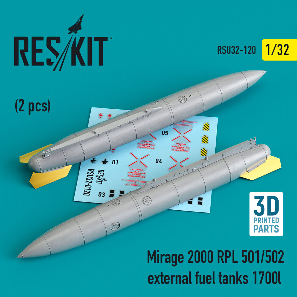 Mirage 2000 RPL 501/502 external fuel tanks 1700lt (2 pcs) (3D Printed)