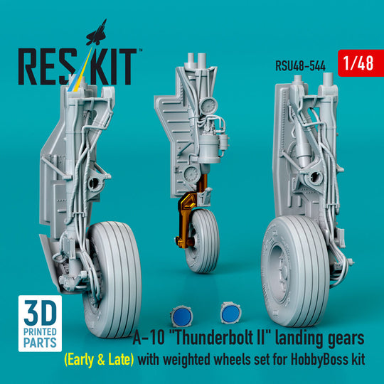 A-10 Thunderbolt II landing gears (Early & Late) with weighted wheels set for HobbyBoss kit (Metal+3D Printed)