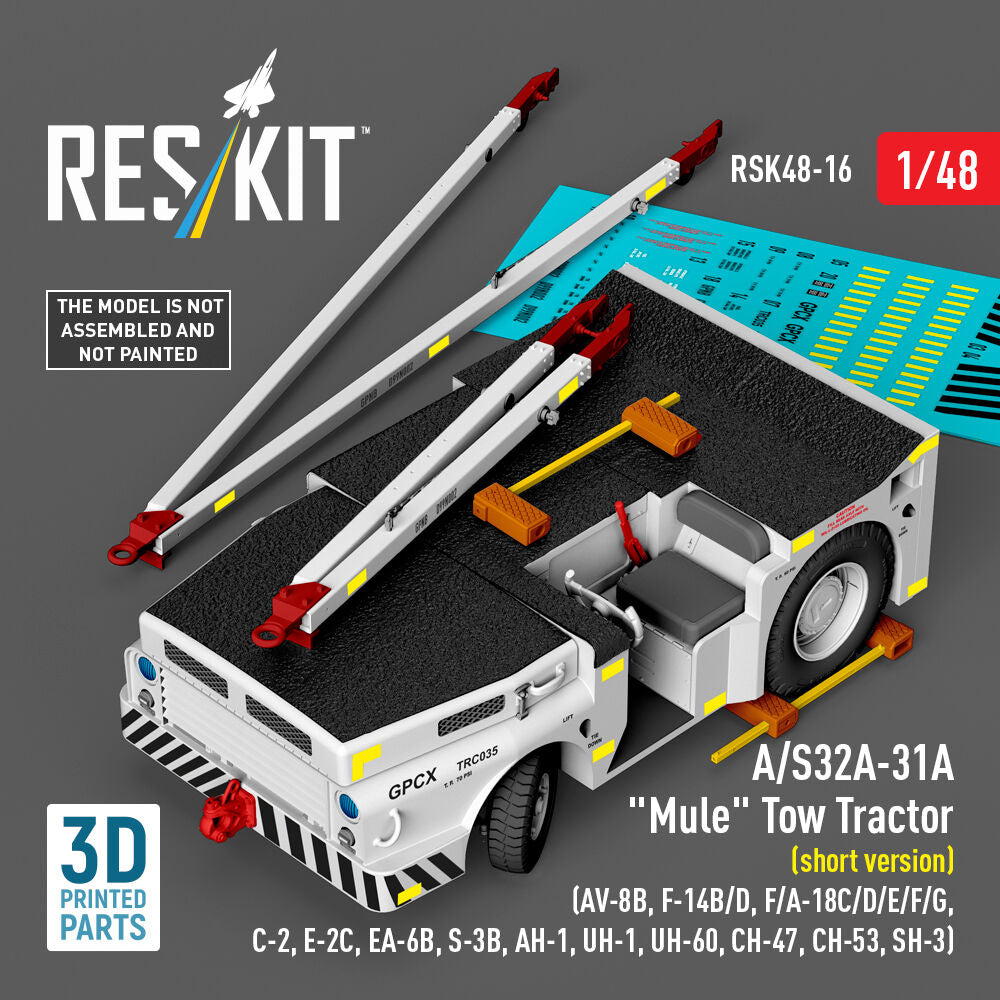 A/S32A-31A Mule Tow Tractor (short version) (AV-8B, F-14B/D, F/A-18C/D/E/F/G, C-2, E-2?, EA-6B, S-3B, AH-1, UH-1, UH-60, CH-47, CH-53, SH-3) (3D Printed model kit)