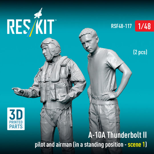 A-10? Thunderbolt II pilot and airman (in a standing position - scene 1) (2 pcs) (3D Printed)