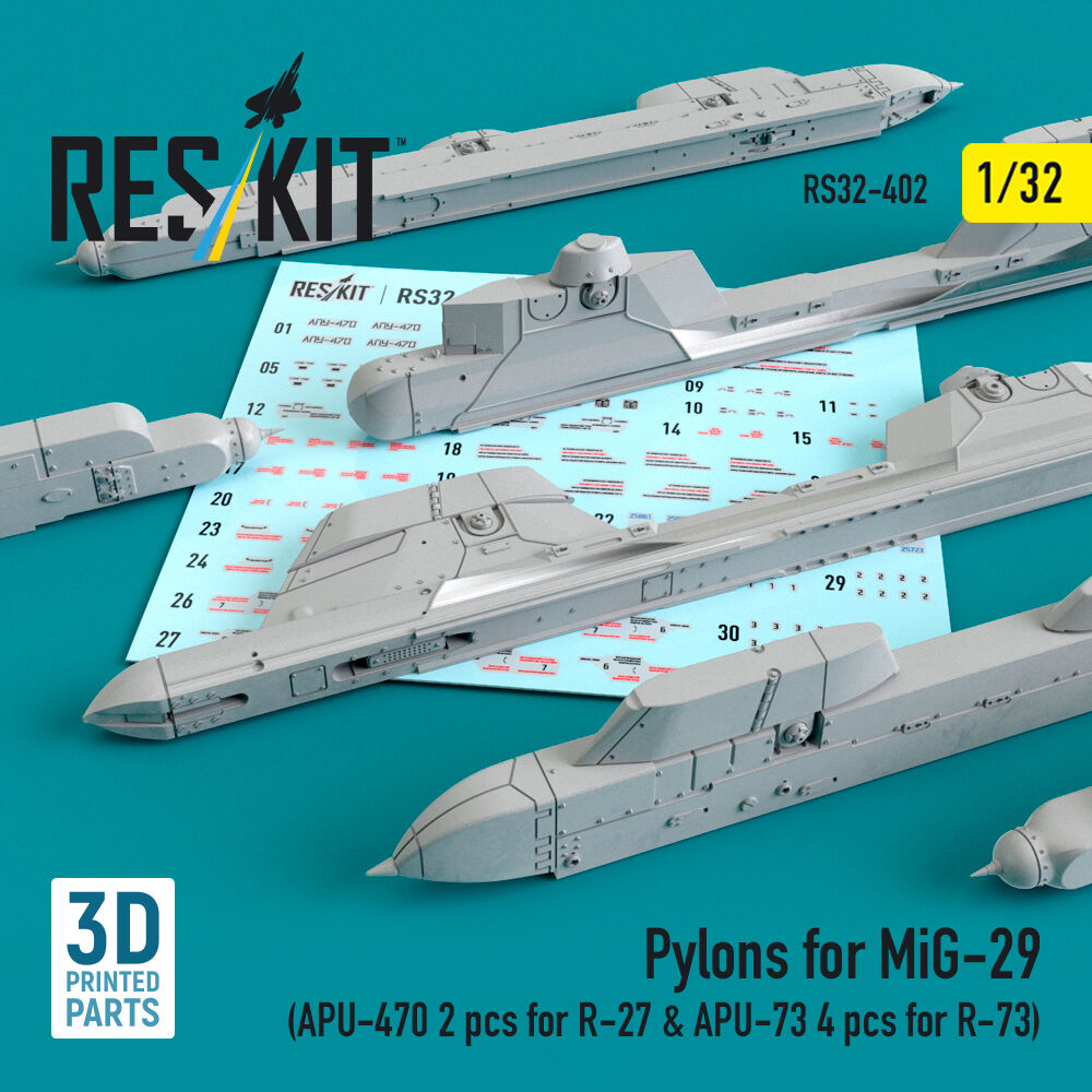 Pylons for MiG-29 (APU-470 2 pcs for R-27 & APU-73 4 pcs for R-73) (3D Printed)
