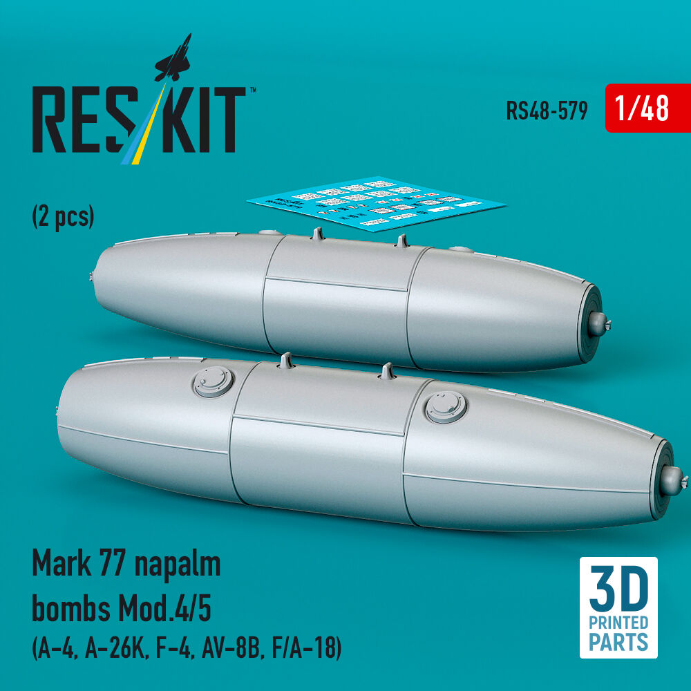 Mark 77 napalm bombs Mod.4/5 (2pcs) (A-4, A-26K, F-4, AV-8B, F/A-18) (3D Printed)