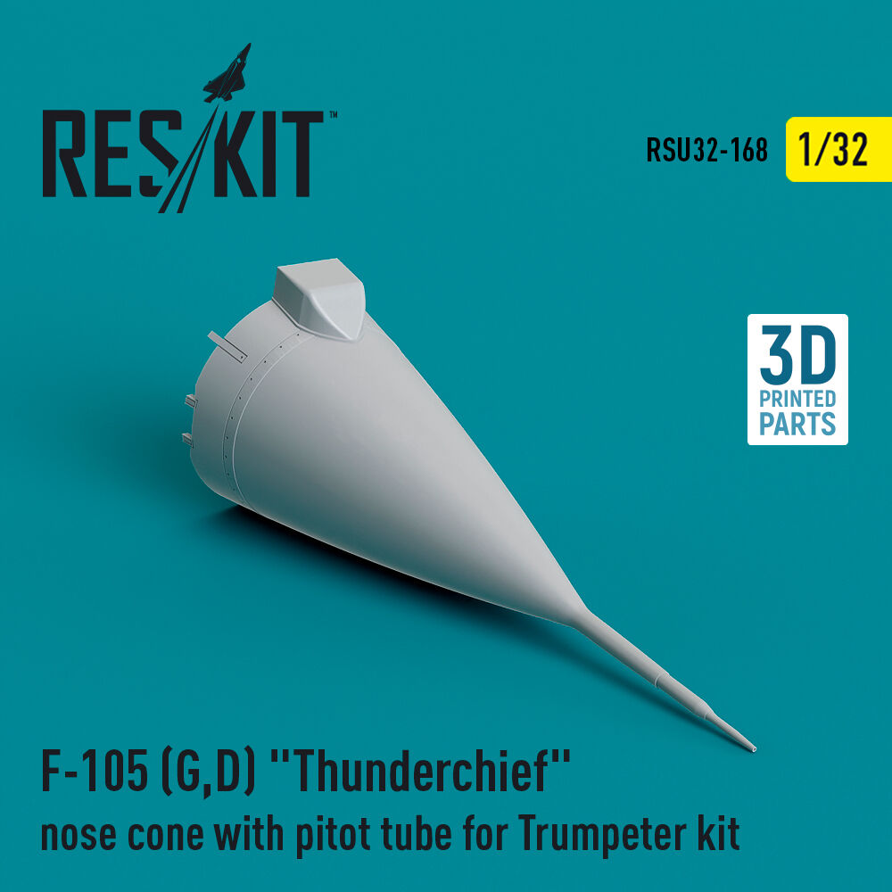 F-105 (G,D) Thunderchief nose cone with pitot tube for Trumpeter kit (3D Printed)
