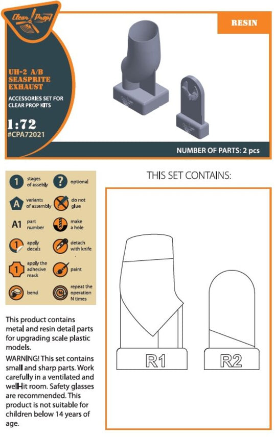 UH-2 A/B SEASPRITE resin exhaust for CP kit CP72002