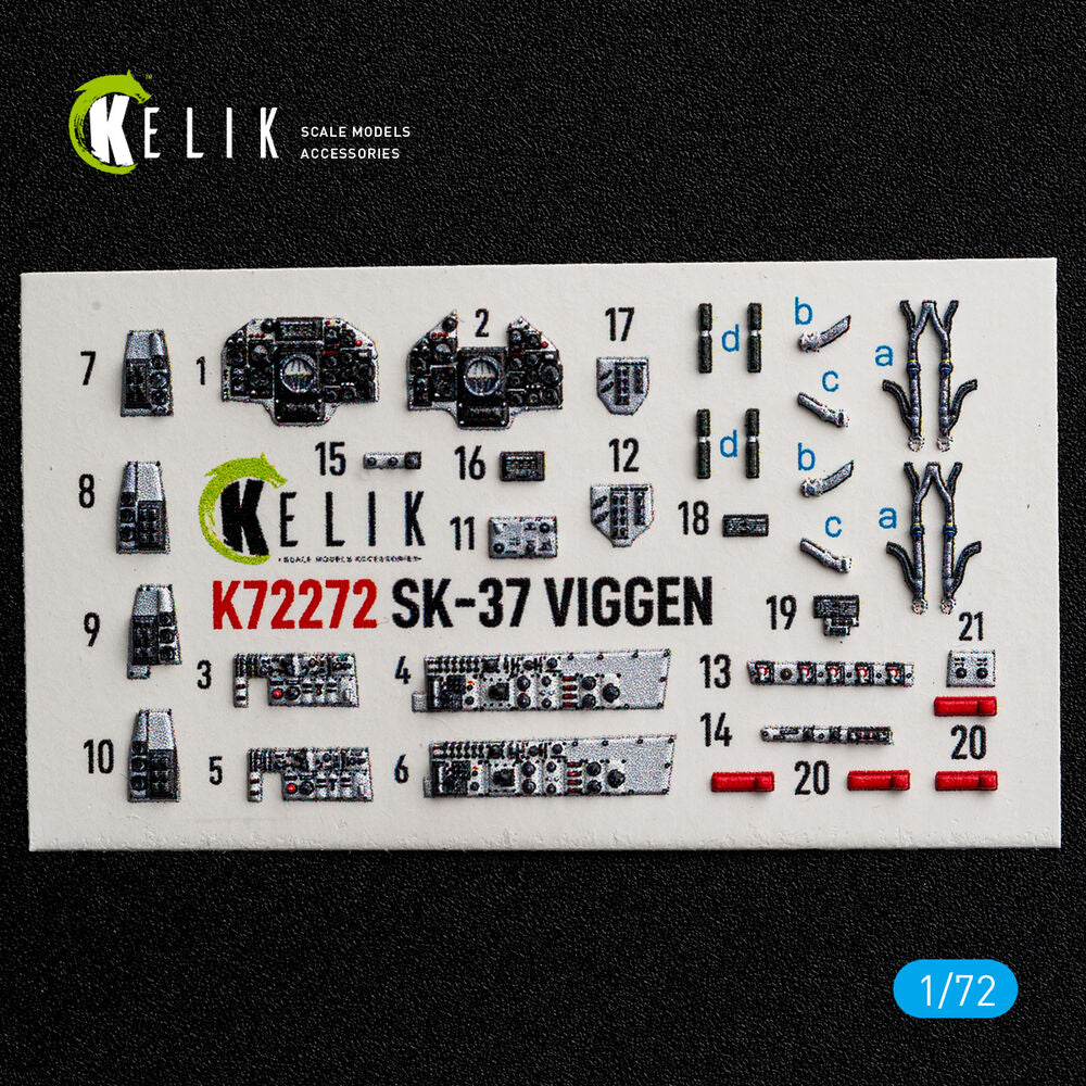 SK-37 Viggen - interior 3D decals for Special Hobby
