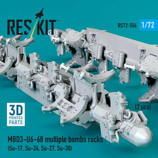 MBD3-U6-68 multiple bombs racks (2 pcs) (Su-17, Su-24, Su-27, Su-30) (3D Printed)
