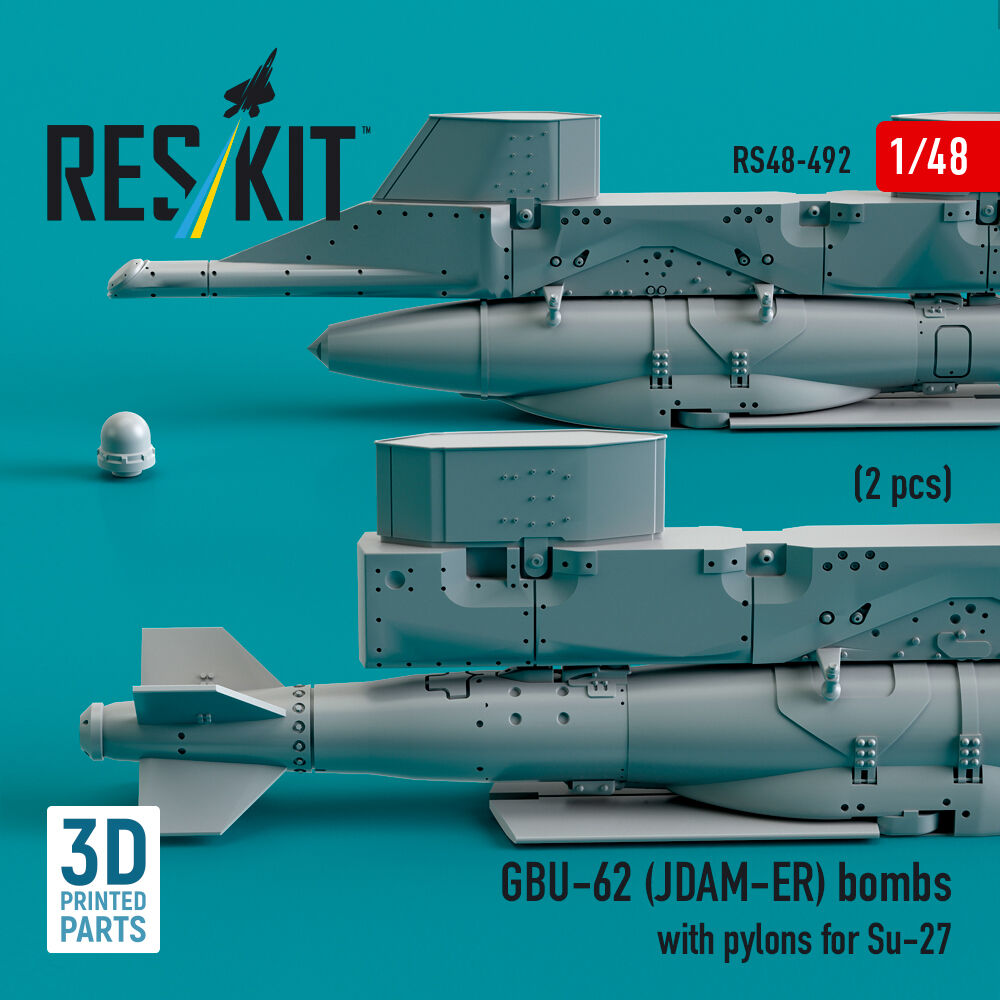 GBU-62 (JDAM-ER) bombs with pylons for Su-27 Flanker (2 pcs) (3D Printed)