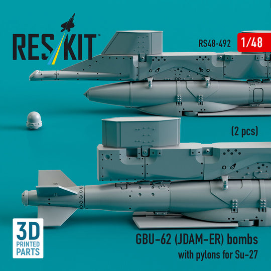 GBU-62 (JDAM-ER) bombs with pylons for Su-27 Flanker (2 pcs) (3D Printed)