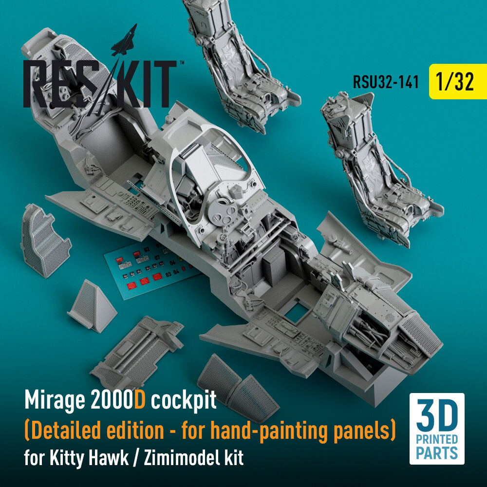 Mirage 2000D cockpit (Detailed edition) for Kitty Hawk / Zimimodel kit (3D Printed)