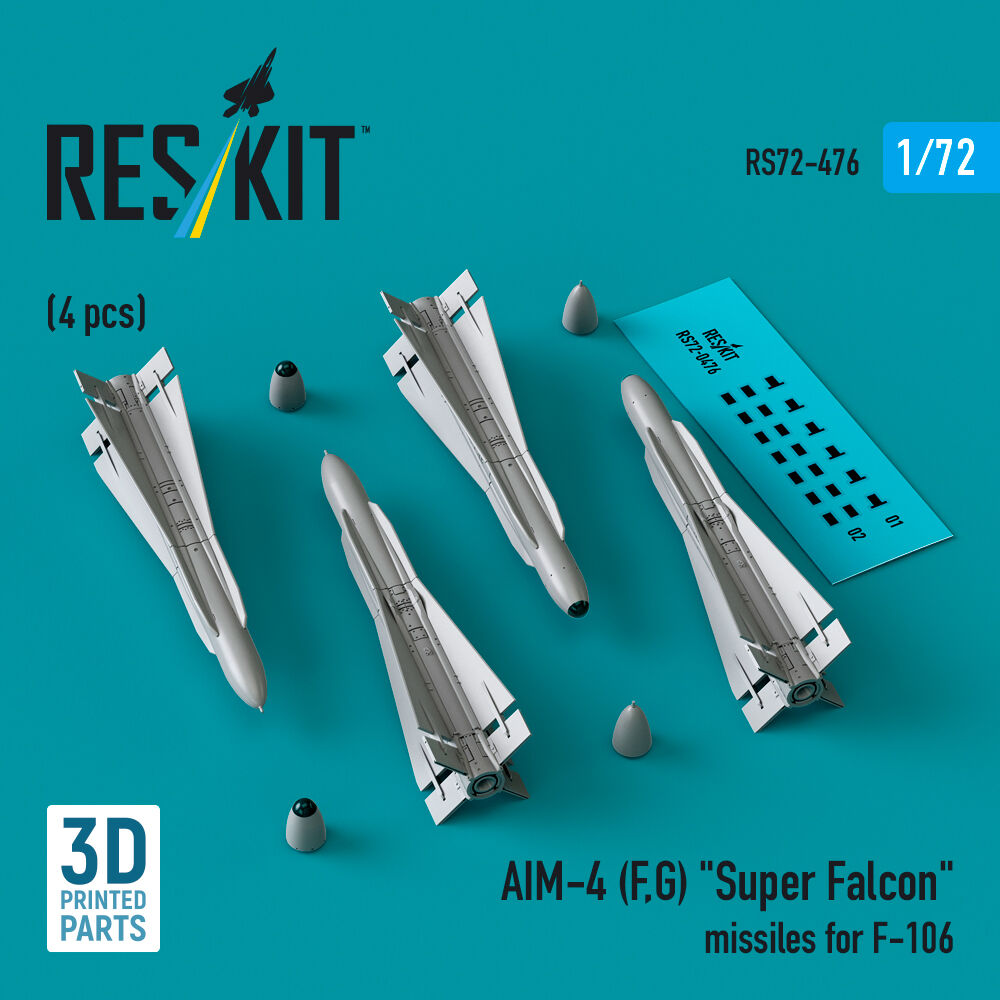 AIM-4 (F, G) Super Falcon missiles for F-106 (4 pcs) (3D Printed)
