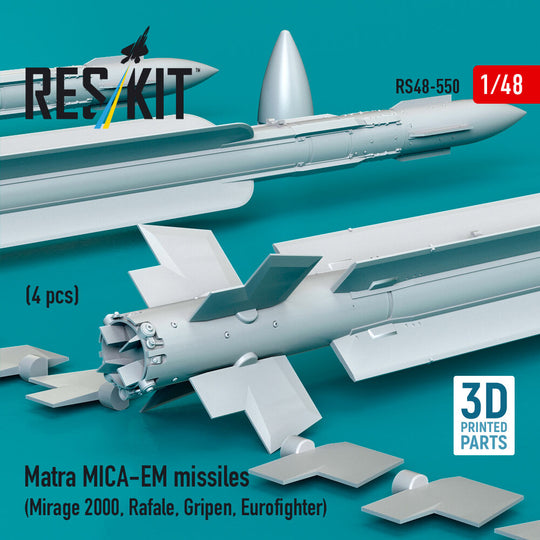 Matra MICA-EM missiles (4 pcs) (Mirage 2000, Rafale, Gripen, Eurofighter) (3D Printed)