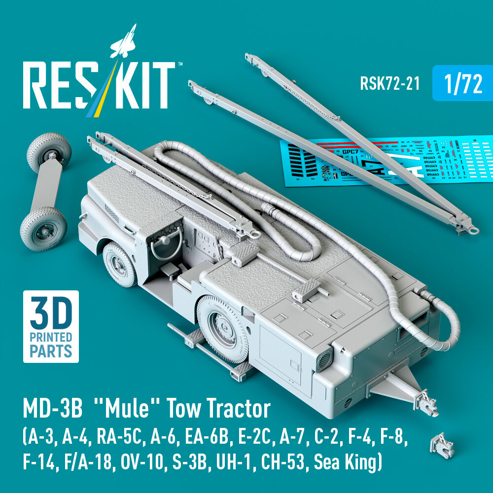 MD-3B Mule Tow Tractor (A-3, A-4, RA-5C, A-6, EA-6B, E-2C, A-7, C-2, F-4, F-8, F-14, F/A-18, OV-10, S-3B, UH-1, CH-53, Sea King) (3D Printed model kit)