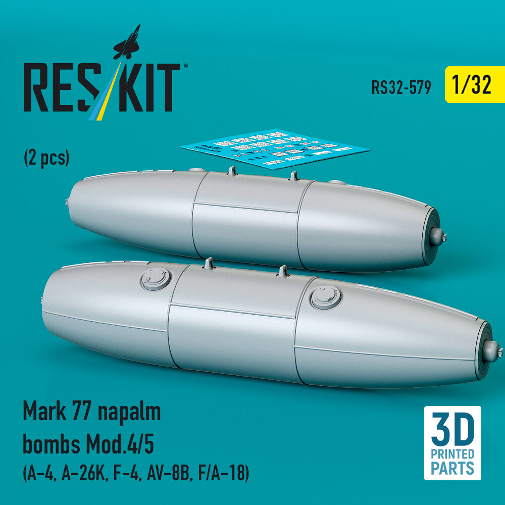 Mark 77 napalm bombs Mod.4/5 (2 pcs) (A-4, A-26K, F-4, AV-8B, F/A-18) (3D Printed)