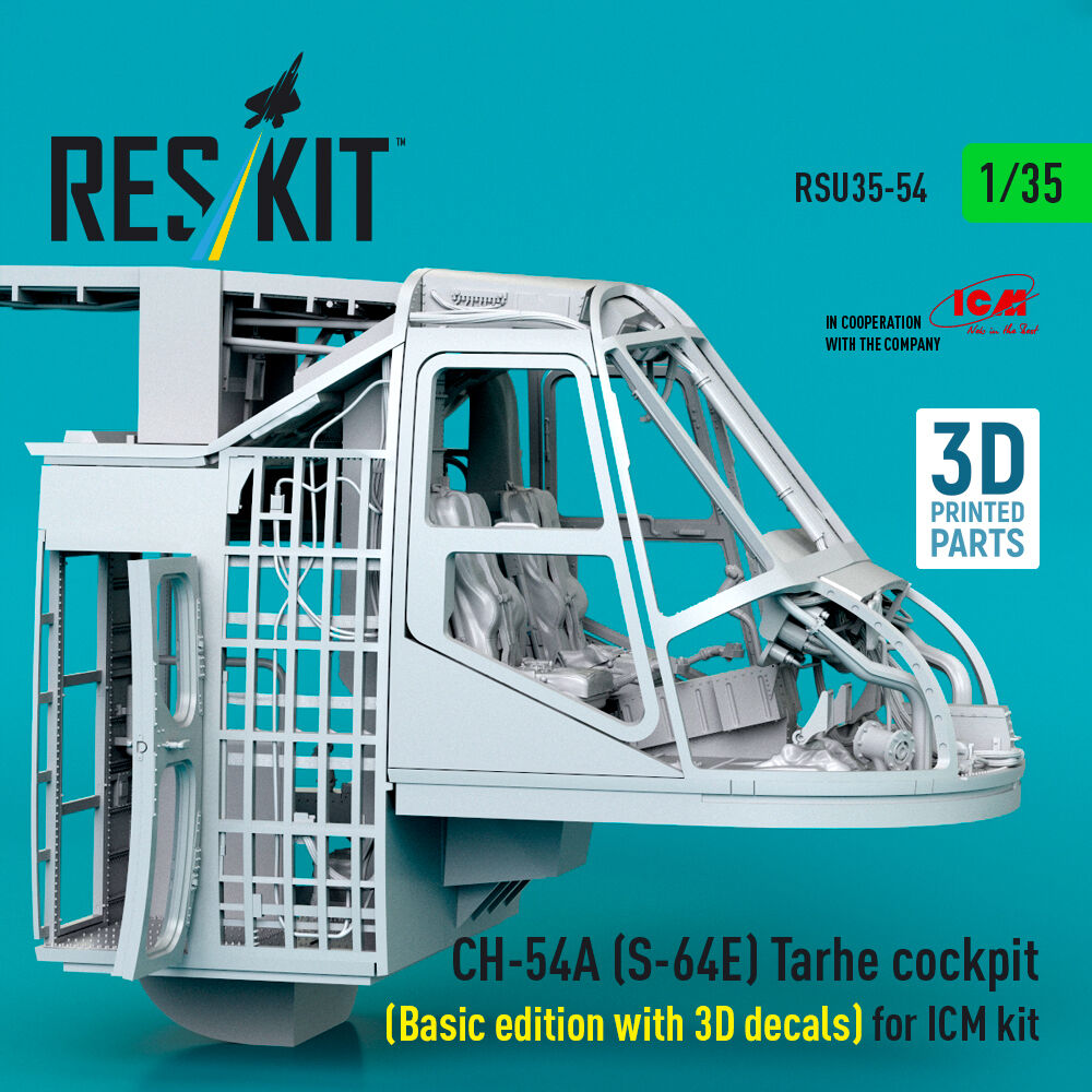 CH-54A (S-64E) Tarhe cockpit (Basic edition with 3D decals) for ICM kit (3D Printed)