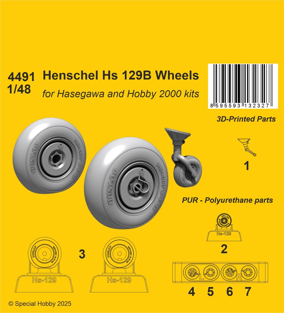 Henschel Hs 129B Wheels  / for Hasegawa and Hobby 2000 kits