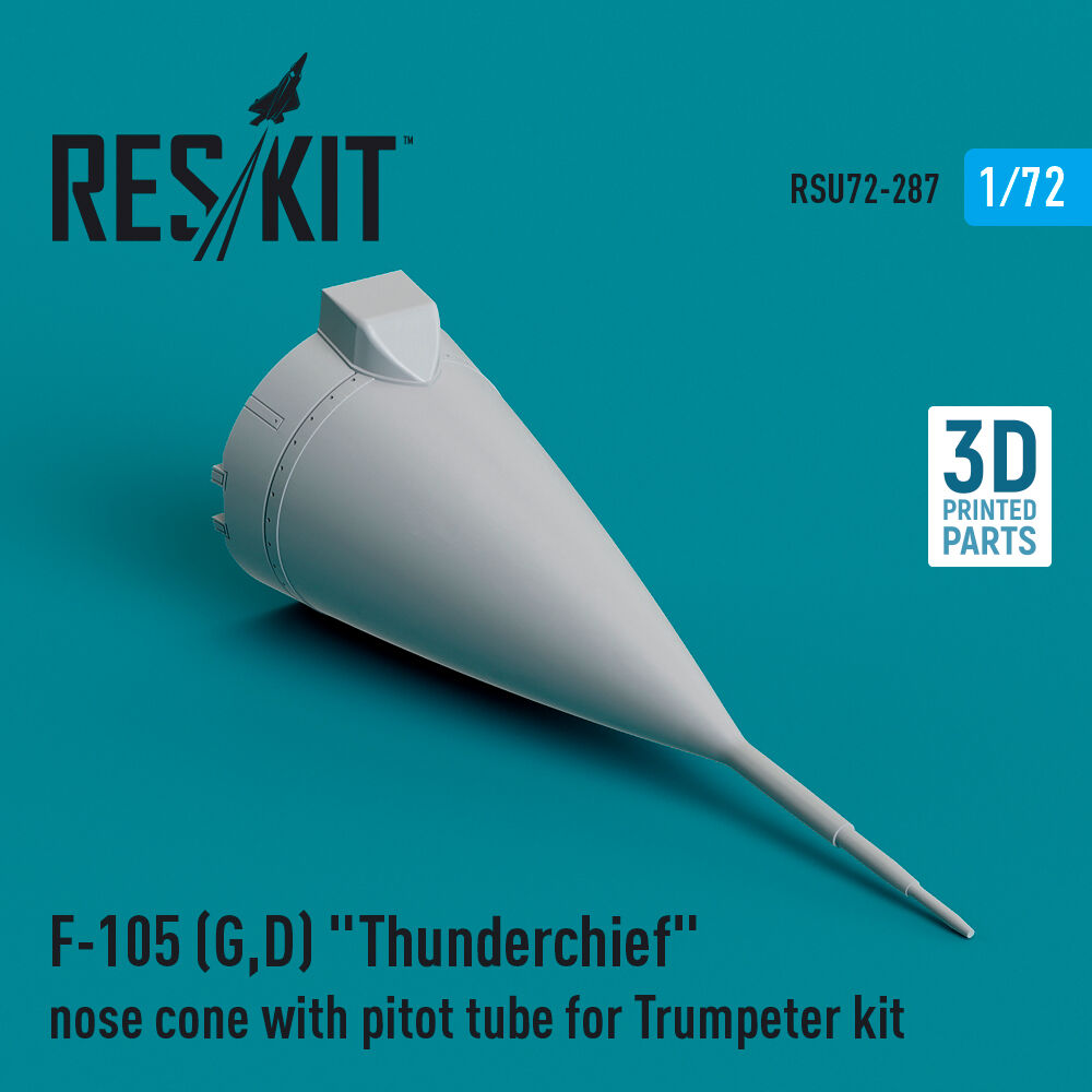 F-105 (G,D) Thunderchief nose cone with pitot tube for Trumpeter kit (3D Printed)