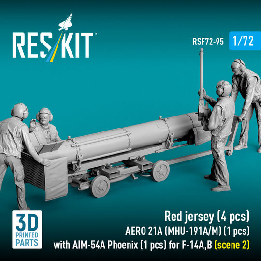 Red jersey (4 pcs) AERO 21A (MHU-191A/M) (1 pcs) with AIM-54A Phoenix (1 pcs) for F-14A,B (scene 2) (3D Printed)