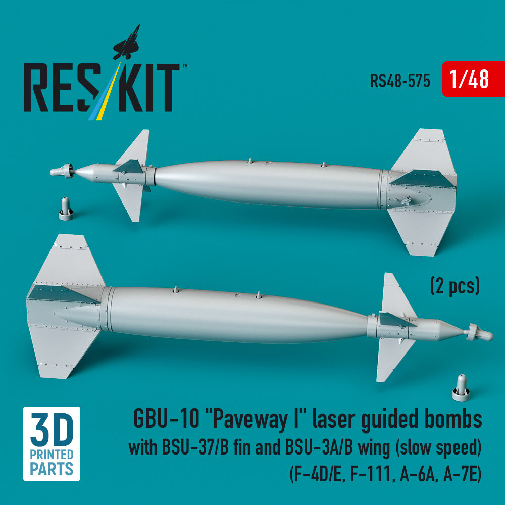 GBU-10 Paveway I laser guided bombs with BSU-37/B fin and BSU-3A/B wing (slow speed) (2 pcs) (F-4D/E, F-111, A-6A, A-7E) (3D Printed)