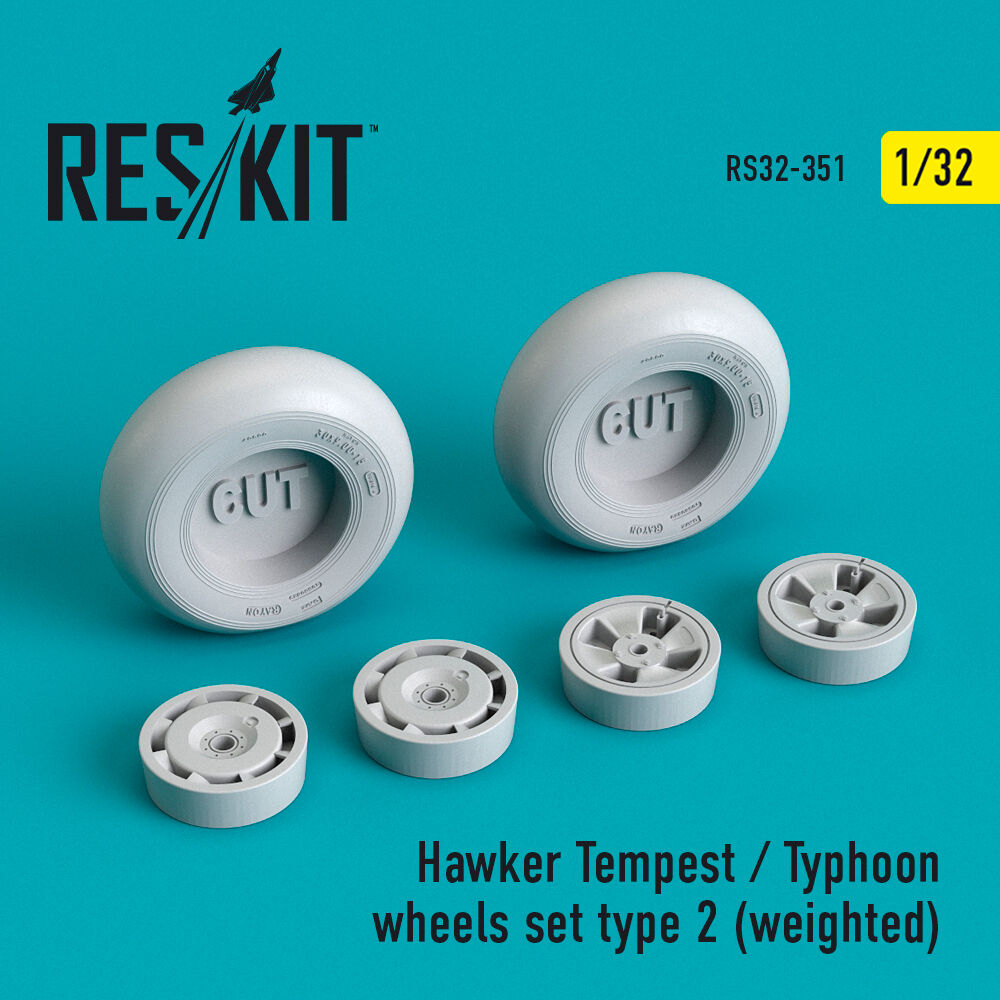 Hawker Tempest/Typhoon wheels set type 2 (weighted)