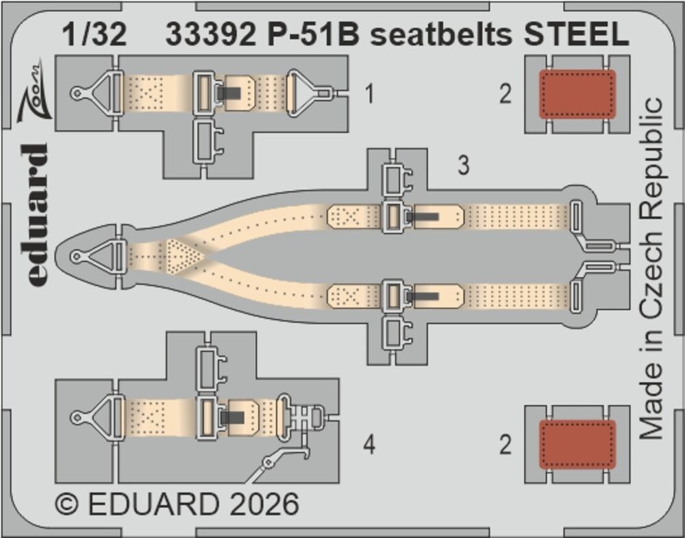 P-51B seatbelts STEEL for Eduard