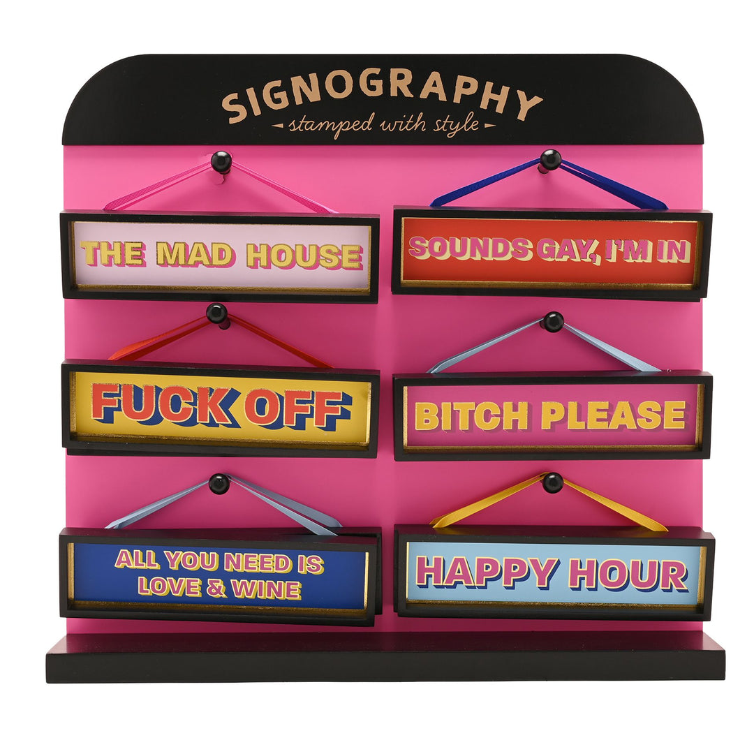 Signography Hanging Plaque Display and 18 Plaques