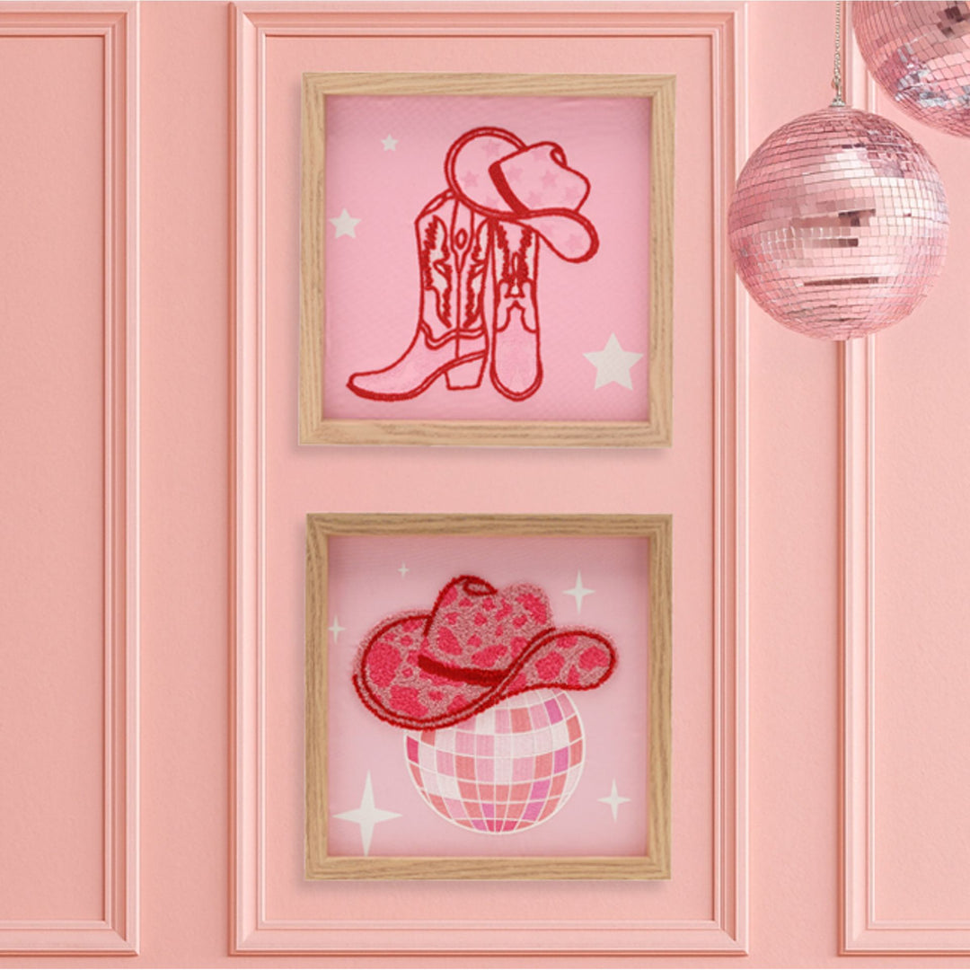 The Feel Good Club Cowgirl Tufted Boot & Disco Print Wall Art