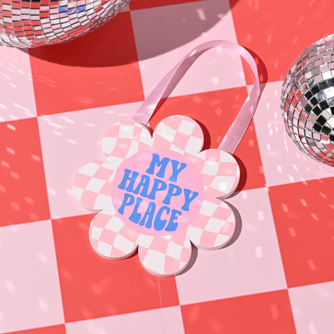 The Feel Good Club Hanging Plaque - Happy Place Flower