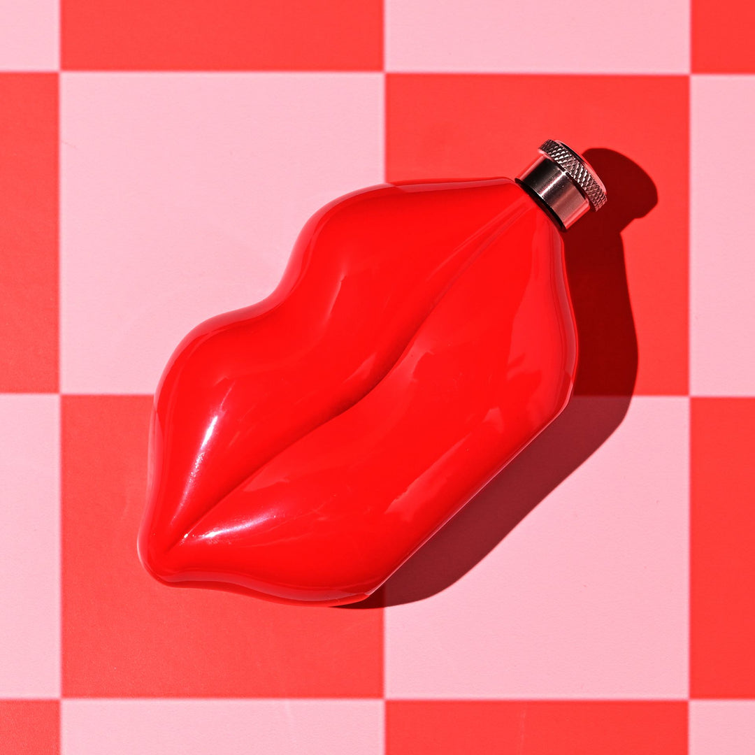 The Feel Good Club Red Lips Shaped Hip Flask 5oz