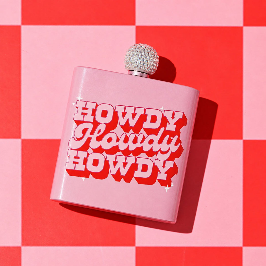 The Feel Good Club Howdy Pink Glitter Hip Flask