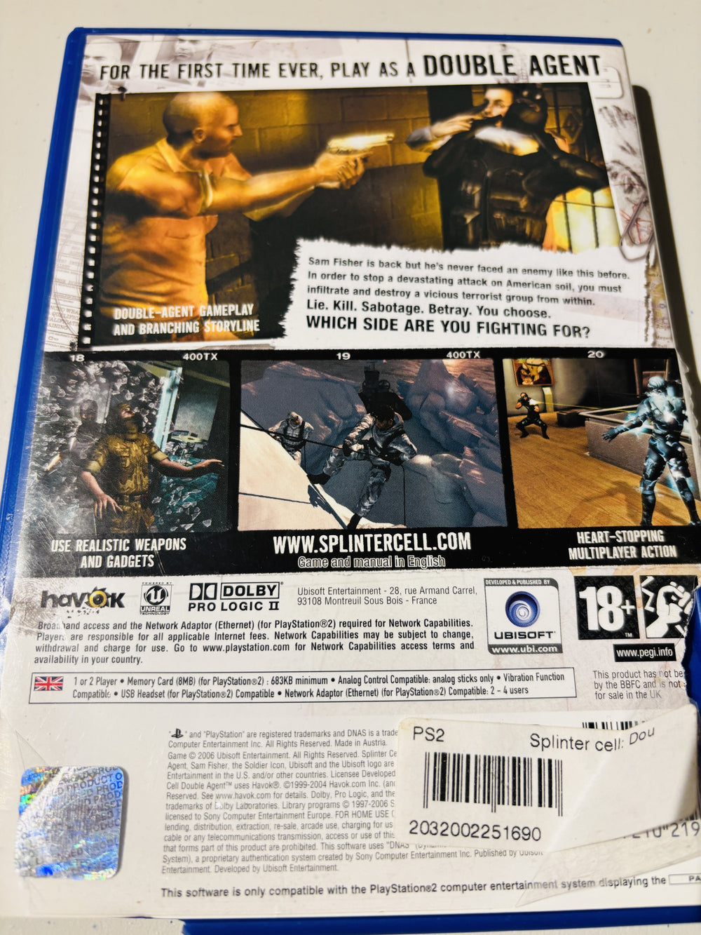 Tom Clancy's Splinter Cell: Double Agent. PS2.