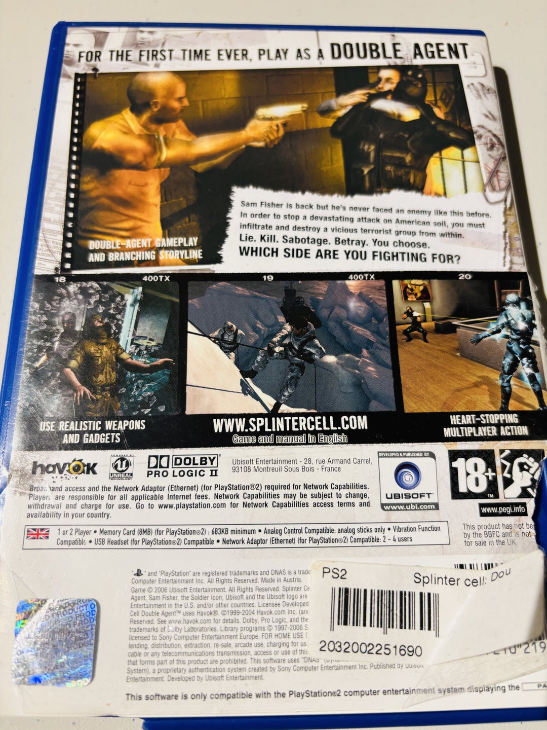 Tom Clancy's Splinter Cell: Double Agent. PS2.