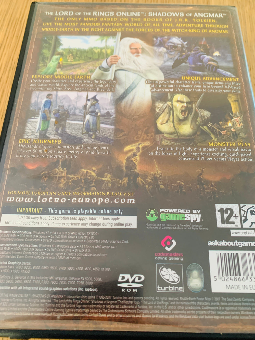 The Lord of the Rings Online: Shadows of Angmar. PC
