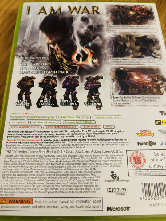 Warhammer 40,000: Space Marine (Elite Armour Pack). Xbox 360