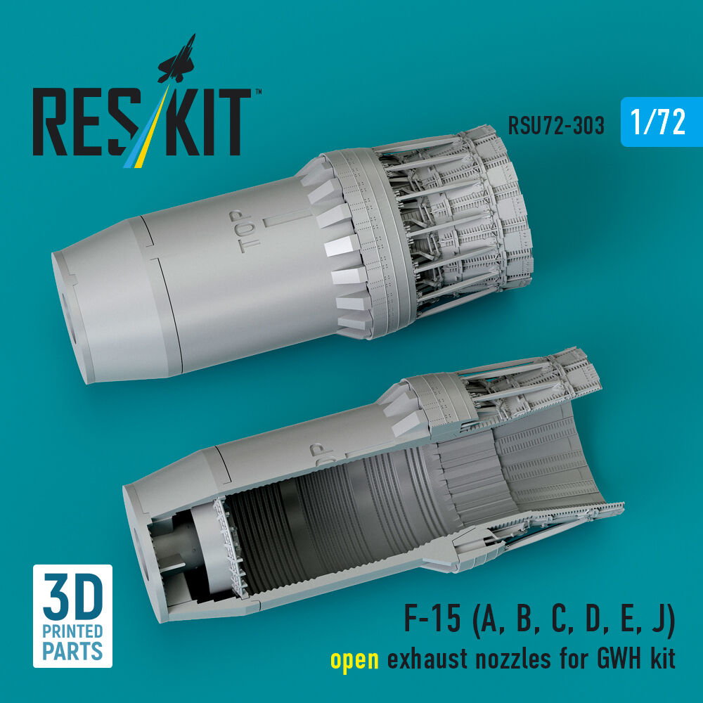 F?15 Eagle/Strike Eagle (A,B,C,D,E early,J) F100-PW-220 open exhaust nozzles for GWH kit (3D Printed)