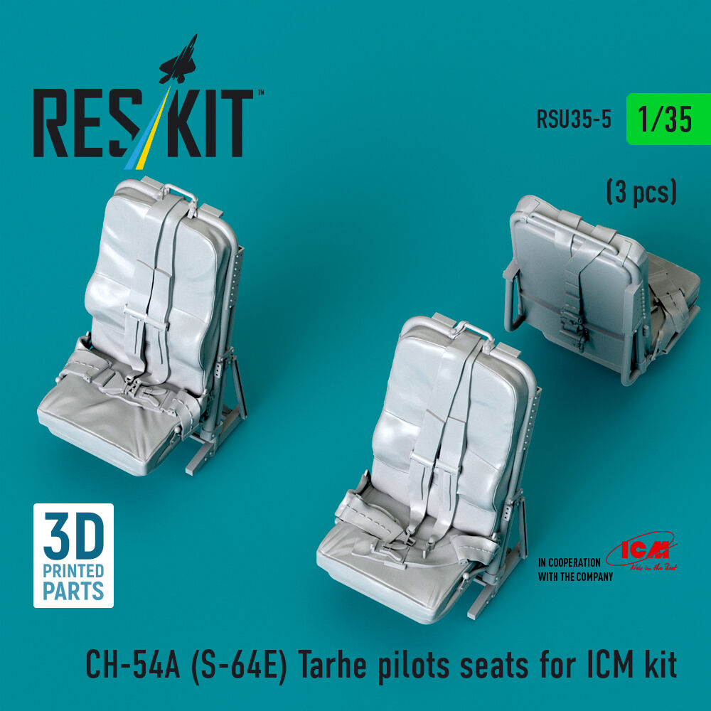 CH-54A (S-64E) Tarhe pilots seats for ICM kit (3 pcs) (3D Printed)