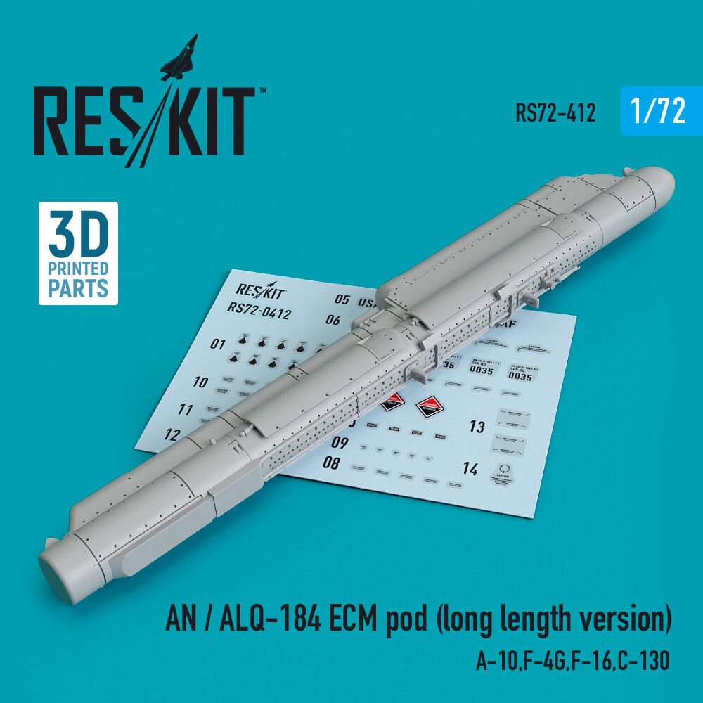 AN / ALQ-184 ECM pod (long length version) (A-10,F-4G,F-16,C-130) (3D Printed)