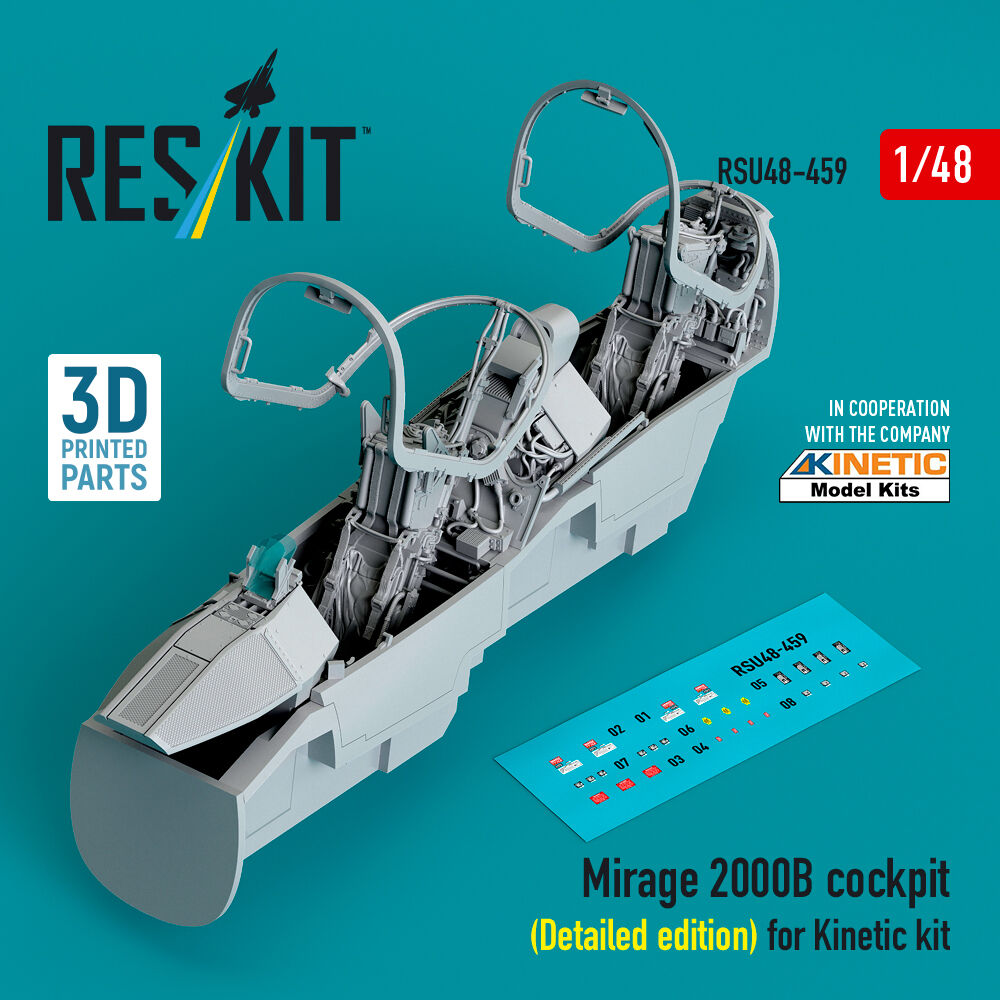Mirage 2000B cockpit (Detailed edition) for Kinetic kit (3D Printed)