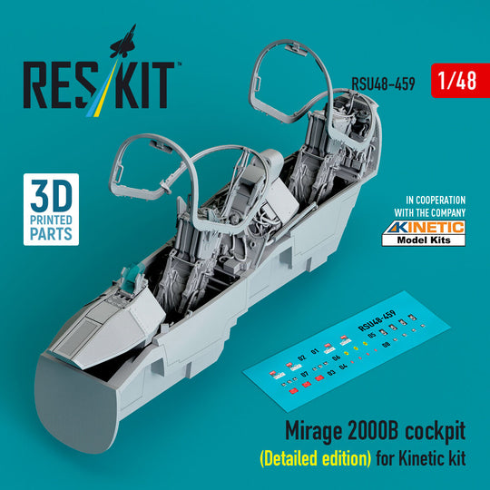 Mirage 2000B cockpit (Detailed edition) for Kinetic kit (3D Printed)
