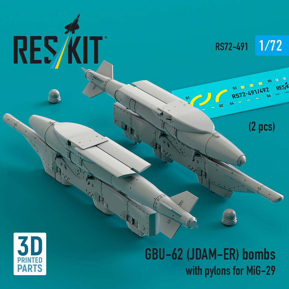GBU-62 (JDAM-ER) bombs with pylons for MiG-29 Fulcrum (2 pcs) (3D Printed)