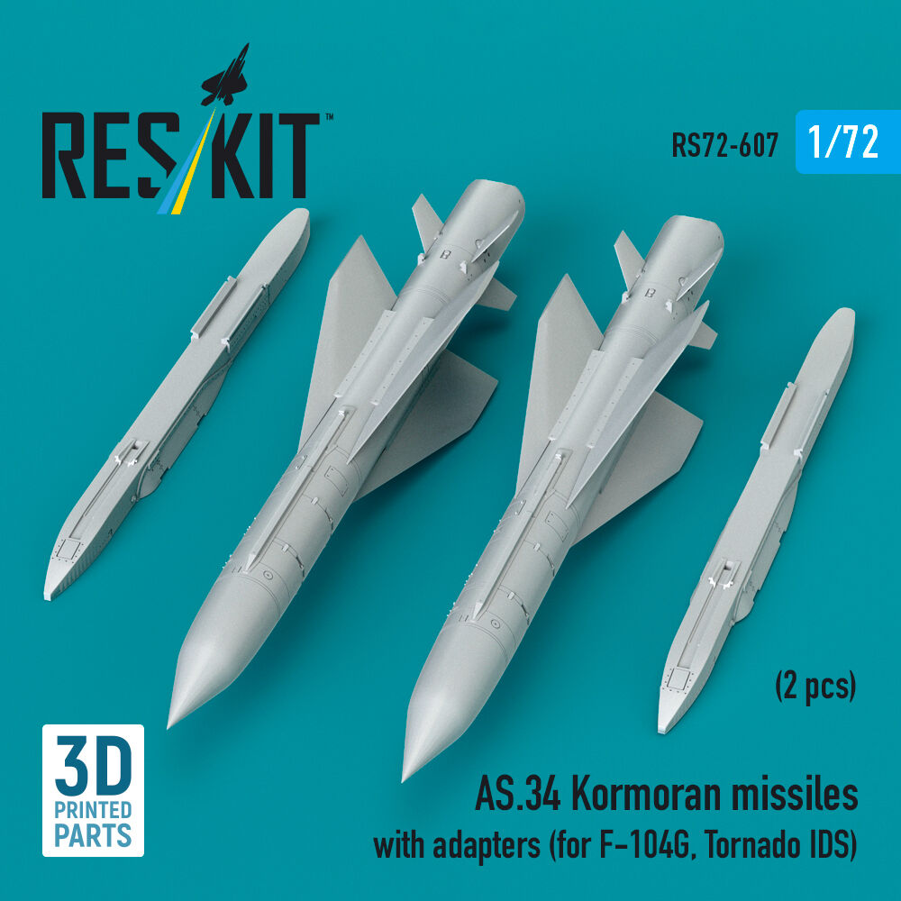 AS.34 Kormoran missiles with adapters (2 pcs) (for F-104G, Tornado IDS) (3D Printed)