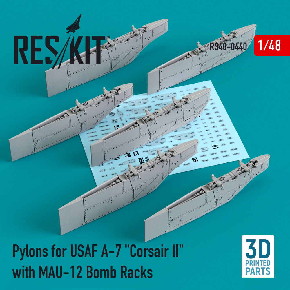 Pylons for USAF A-7 Corsair II with MAU-12 Bomb Racks (3D Printed)